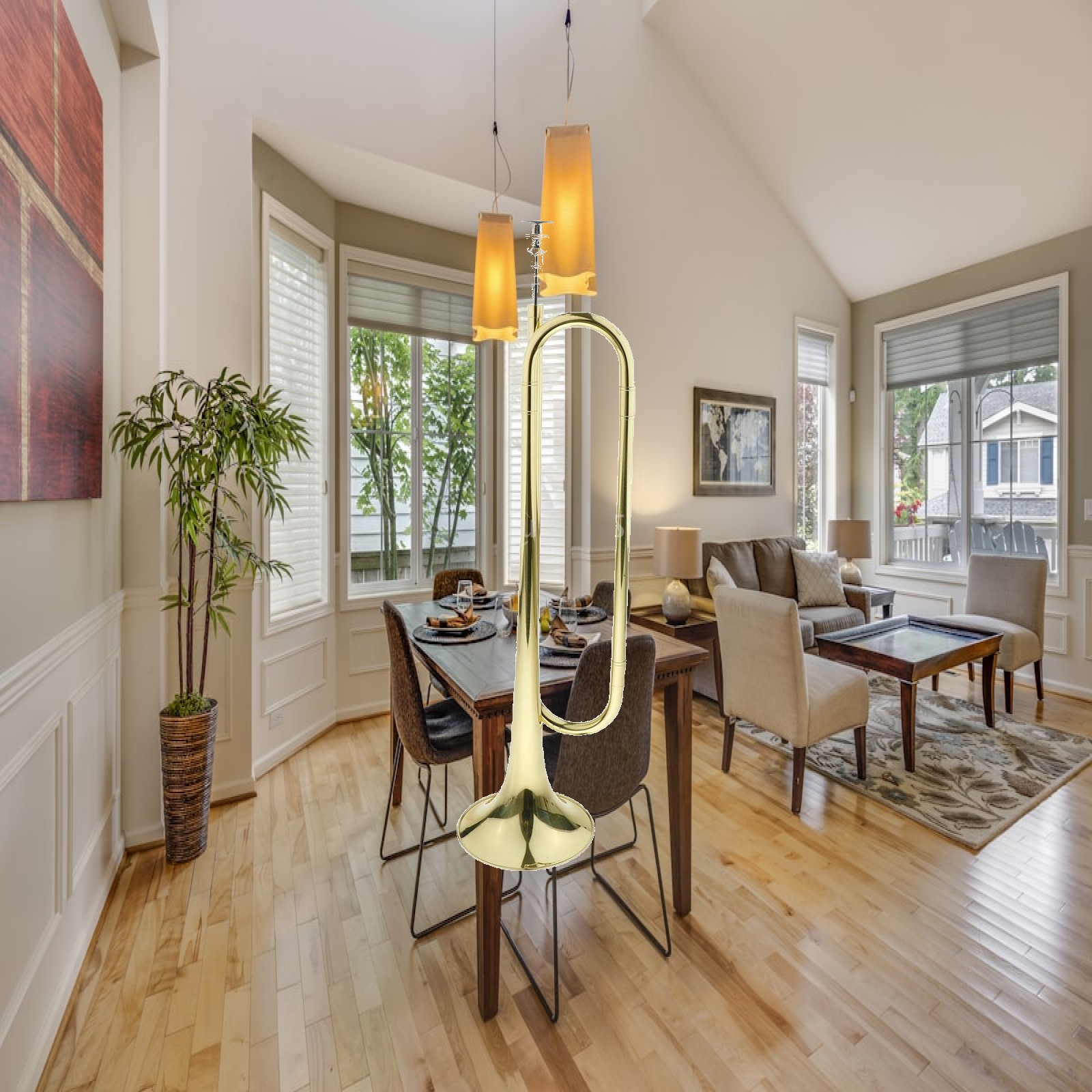 Musical Instrument Horn - Kids Trumpet Brass Golden Bugle Long