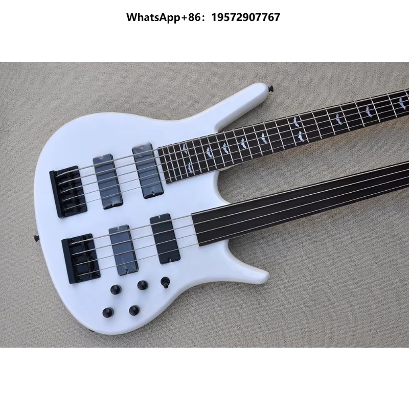 Bass Guitar Fretless - Double Neck 4+5 Strings Electric Bass
