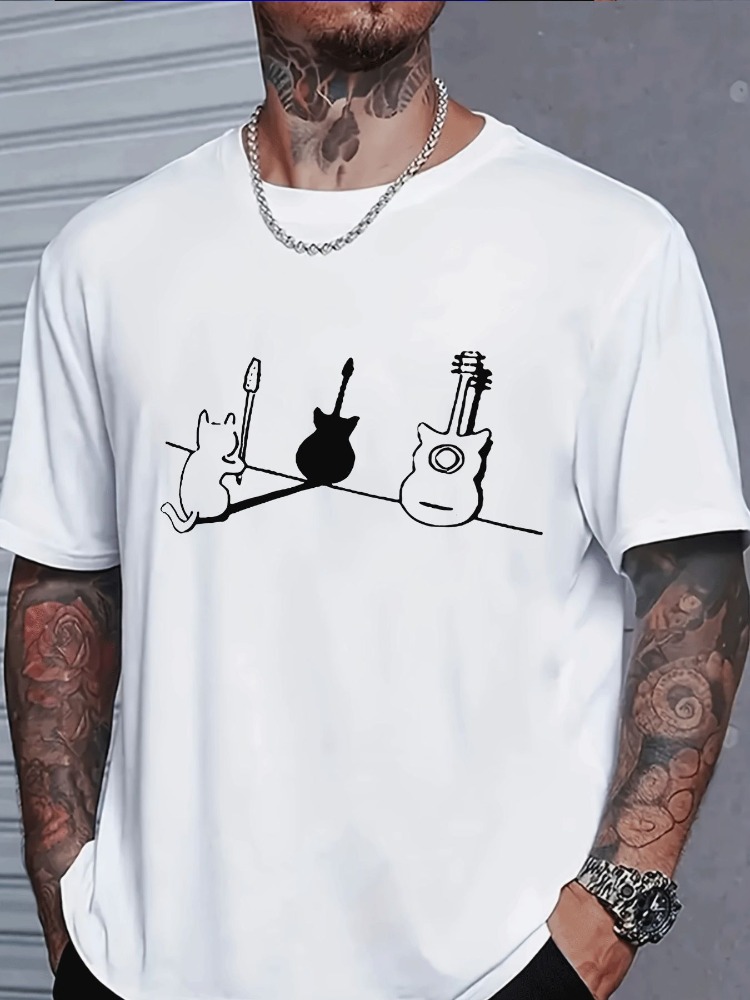 Musical Instrument Poster - Minimal Line Art Mens Navy Short
