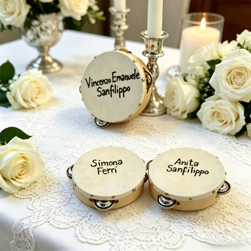 3/5PCS ﻿ Wedding Tambourine Dr - Musical Instrument With Name 评论和价格