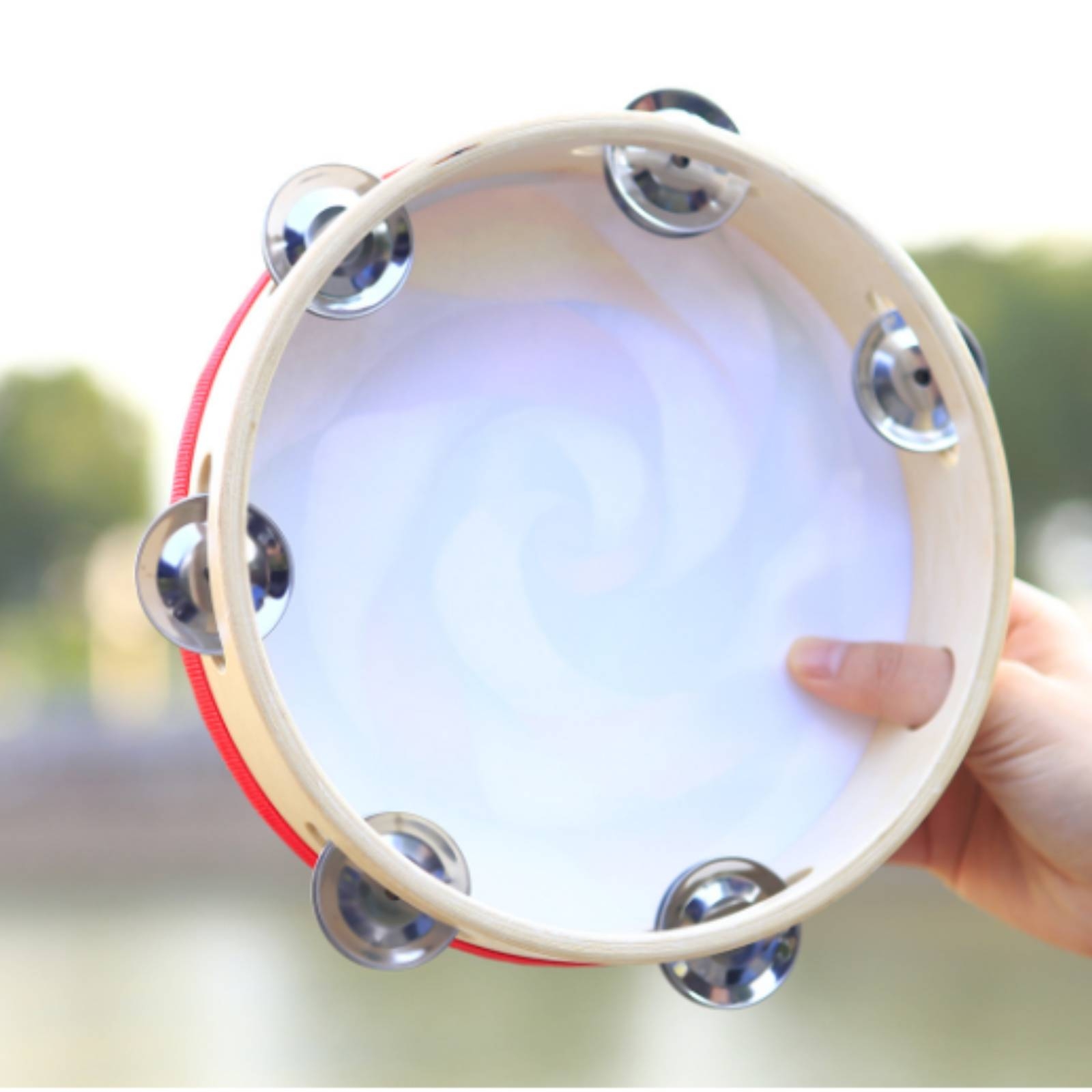 Hand Tambourine Swirl-Pattern  - Tambourine Hand Drum 评论和价格