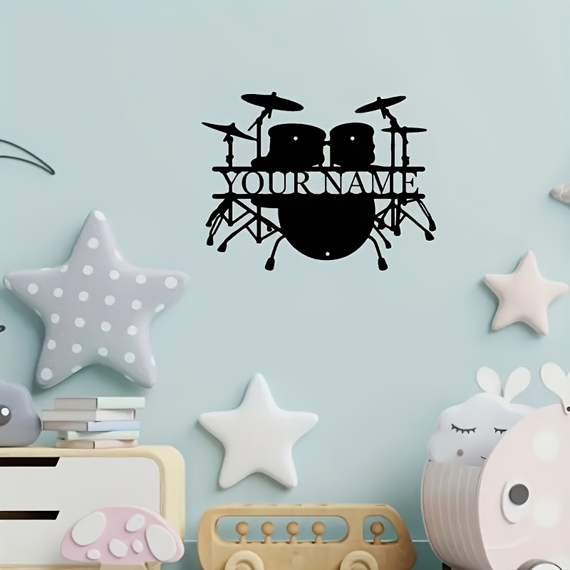 Custom Drum Set Metal Wall Art - Musical Instrument With Name 评论和价格