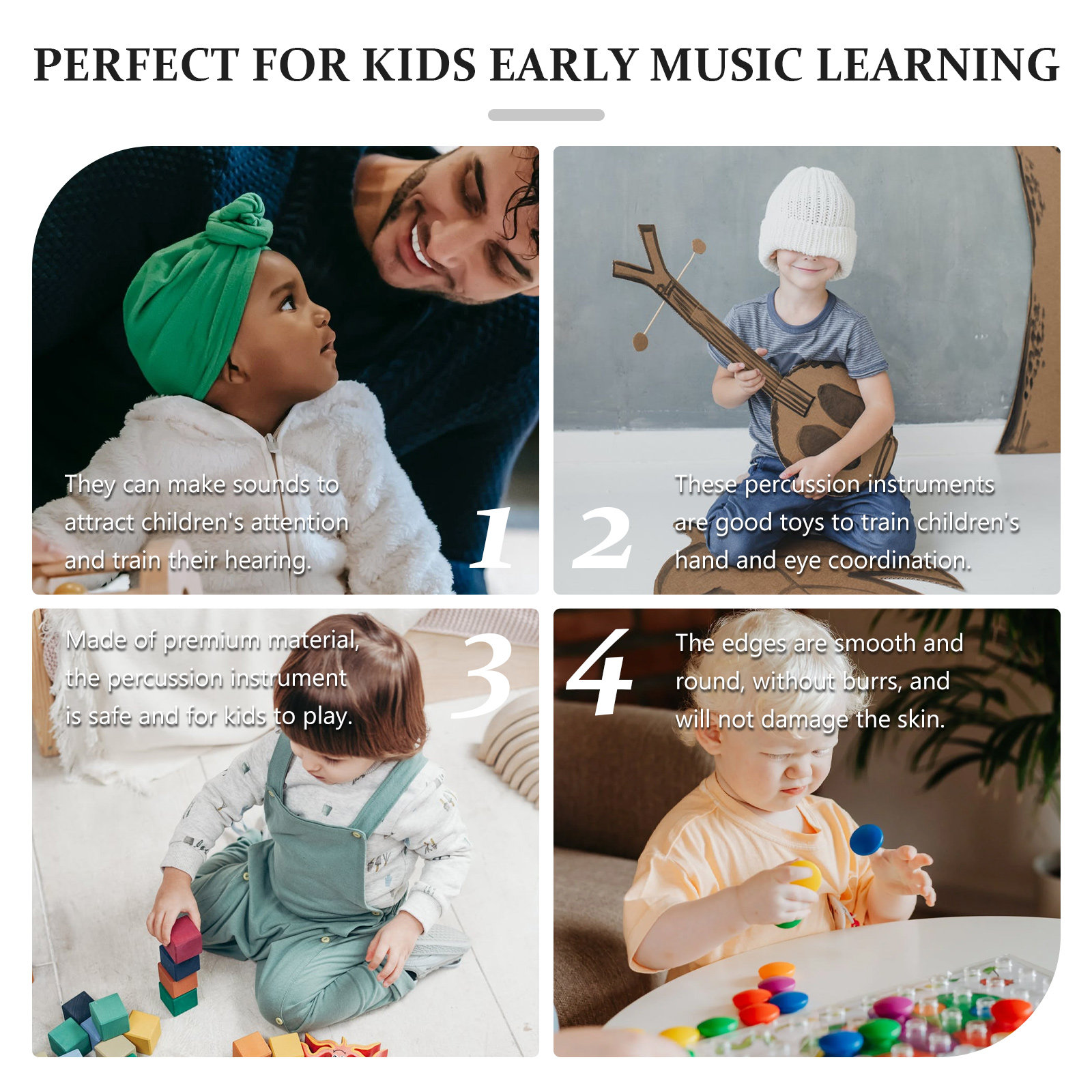 2Pcs Double Row Tambourine Kid - Tambourine Hand Drum 评论和价格
