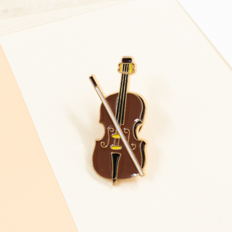 Cartoon Violin Enamel Pin Badg - Musical Instrument Veena 评论和价格