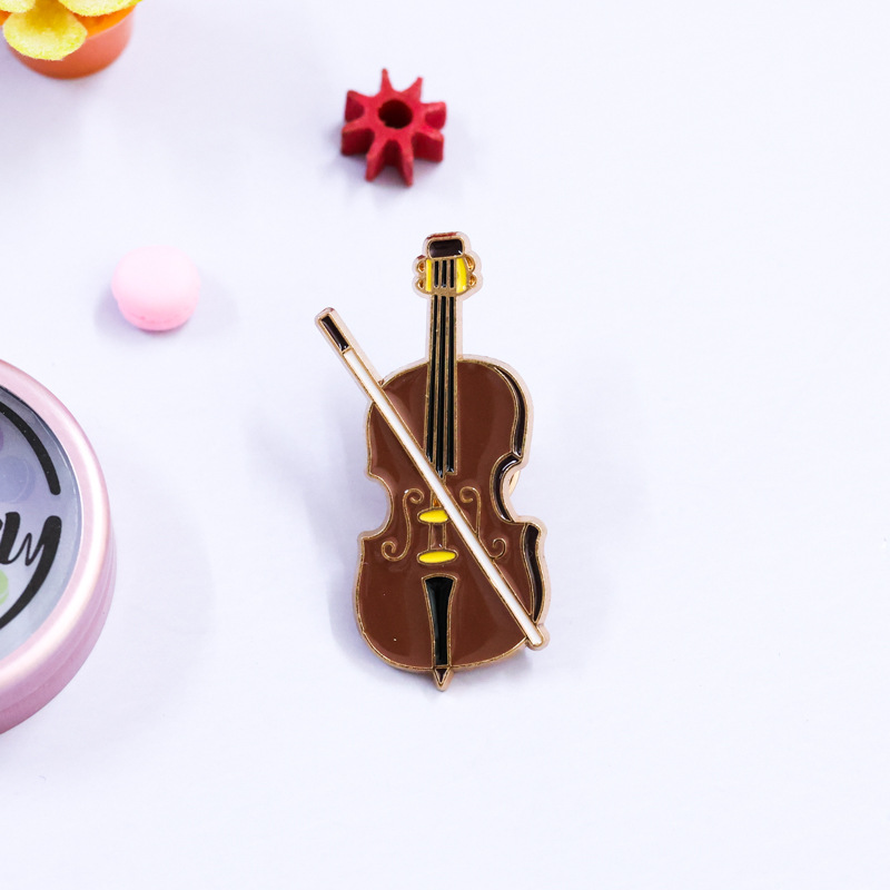 Cartoon Violin Enamel Pin Badg - Musical Instrument Veena 评论和价格
